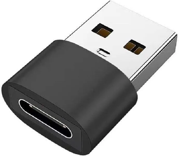 USB Male to Type-C Female Fast Charging Converter Adapter - Black