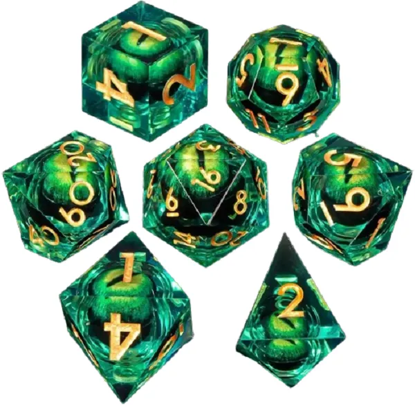 7 Piece Rotating Dragon Eye Polyhedral Dice Set for Board Games