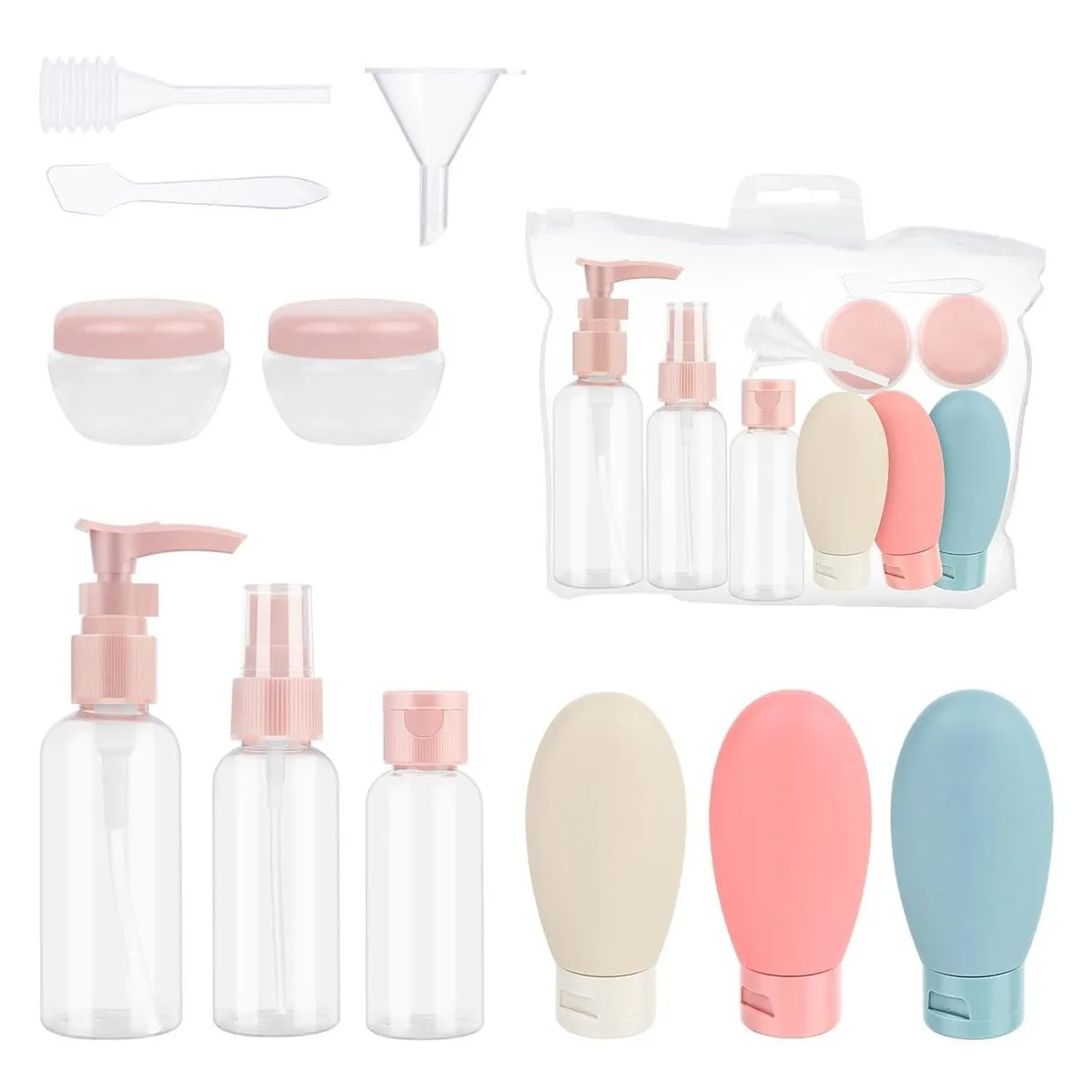 Portable Travel Toiletry Bottles Containers Set - 11 Piece