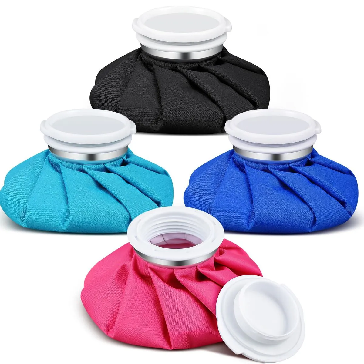 4 Pack Reusable Hot Cold Ice Pack No-Leak Breathable - black+blue+sky blue+pink