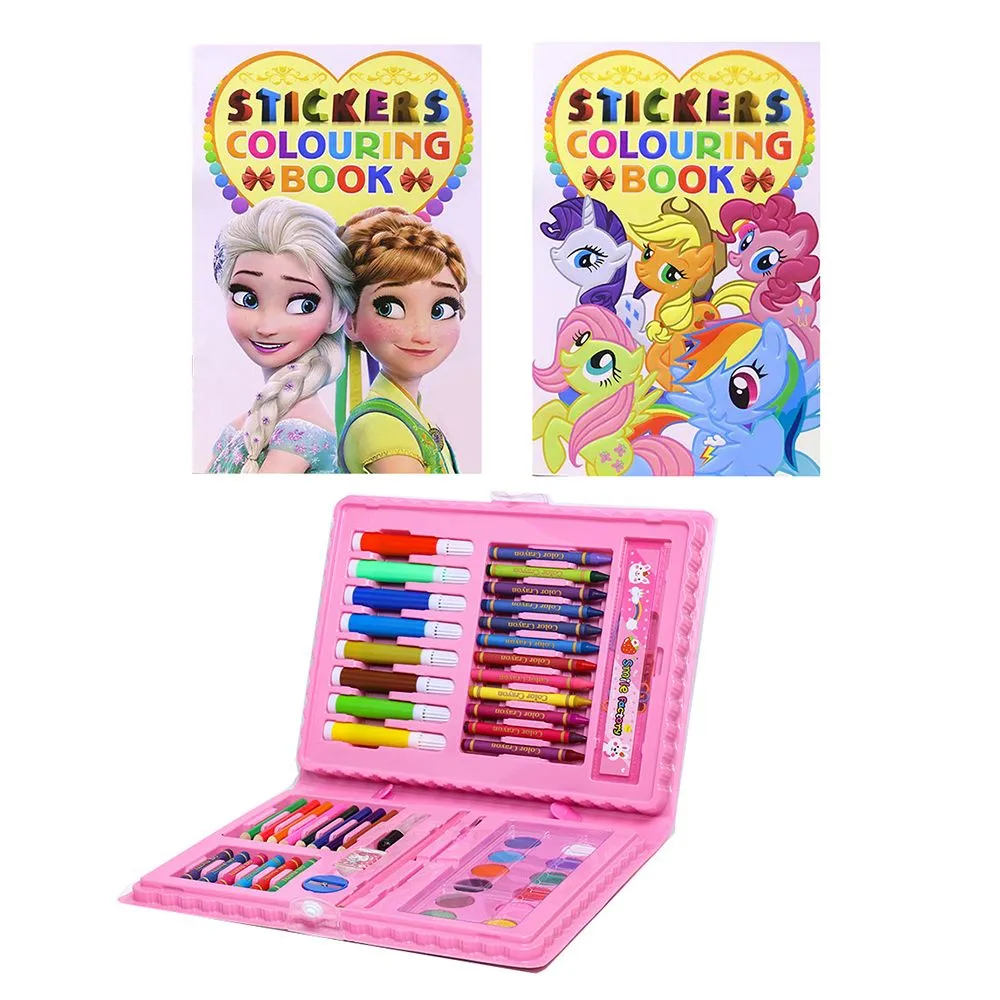 Art Set / Arts and Crafts Kit With Colouring Books , Gifts for Kids – Pink