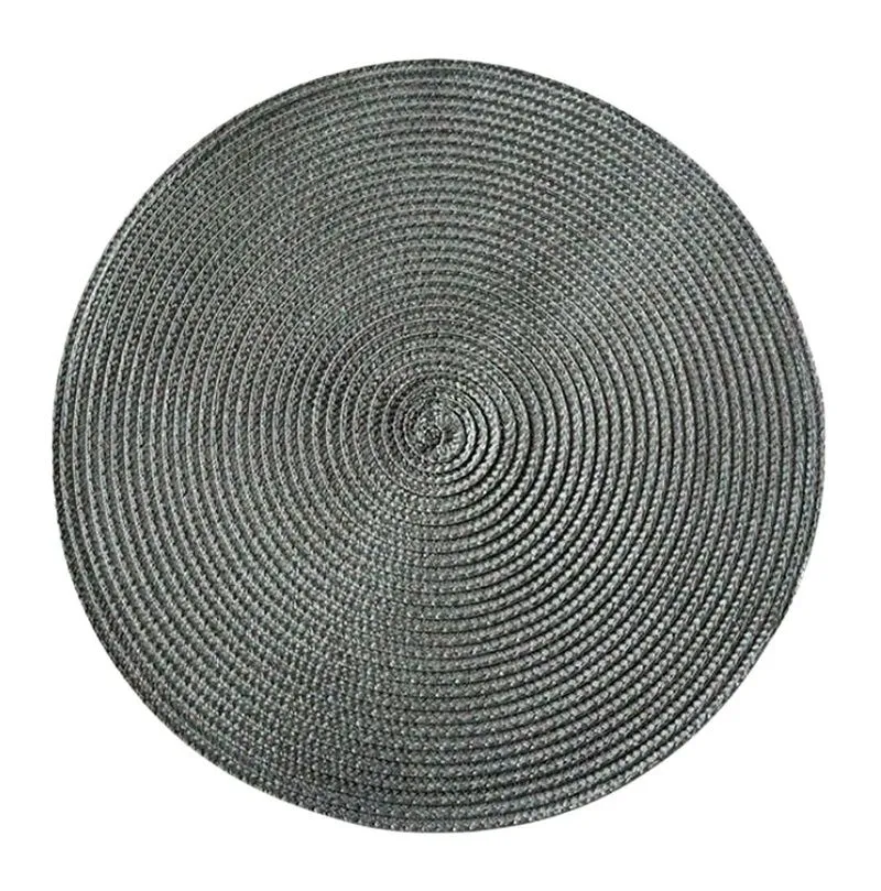 Round Braided Washable Non Slip Placemats 34cm - Black