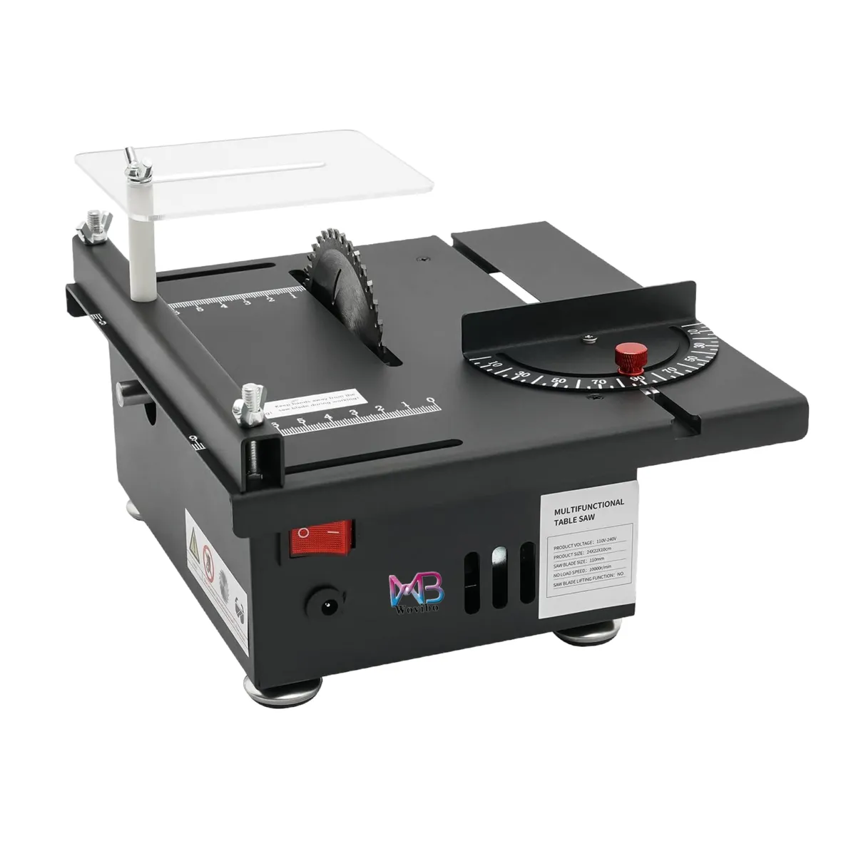 WOVIBO Mini Table Saw Multifunctional Table Saw 7 Speed Adjustable