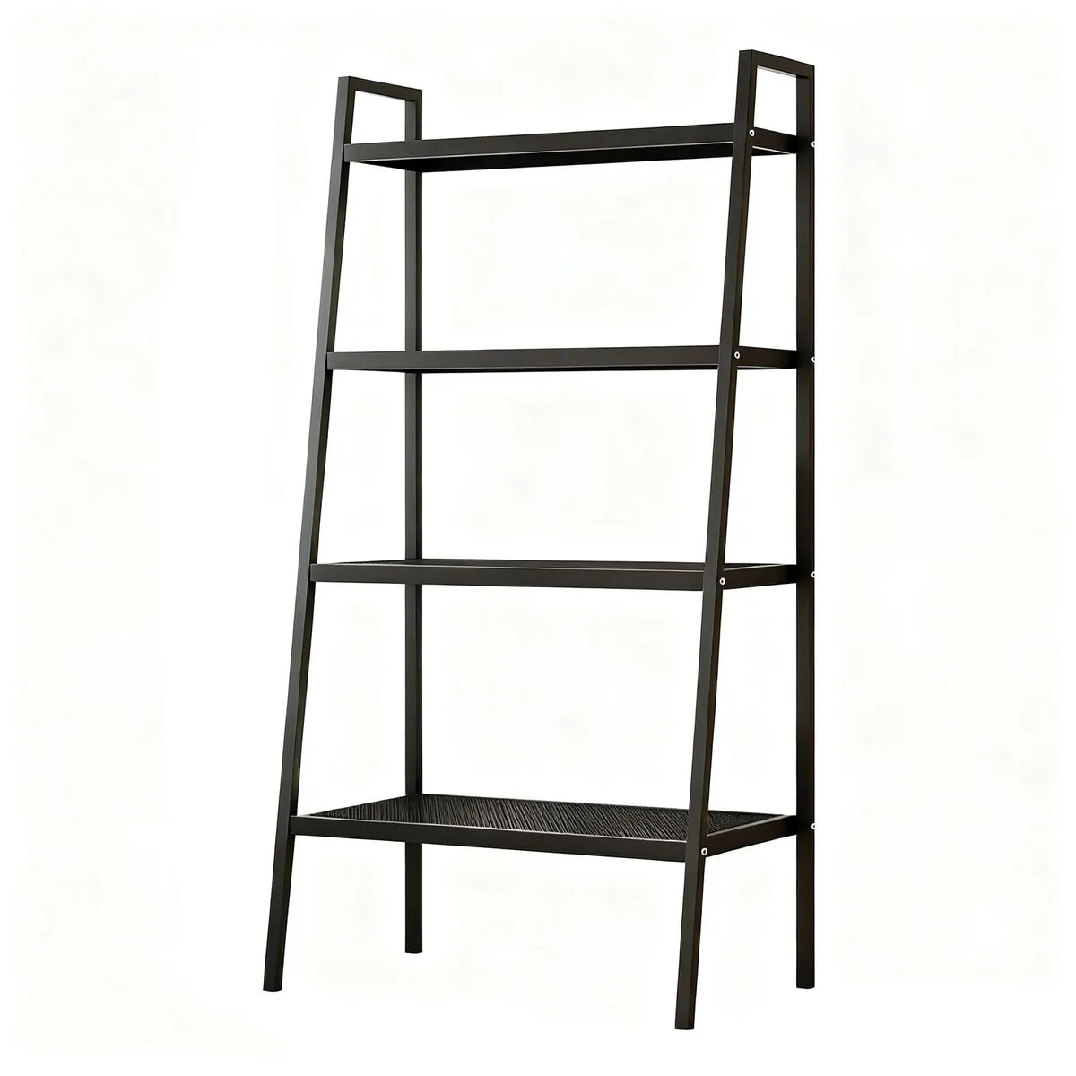 4-Tier Ladder Shelf Metal Bookshelf Plant Storage Rack for Office, Kitchen - Black four-layer large…