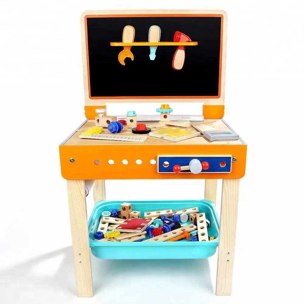 TopBright - 2-in-1 - Tool Work Bench, Art Desk & Chalk Board for Kids