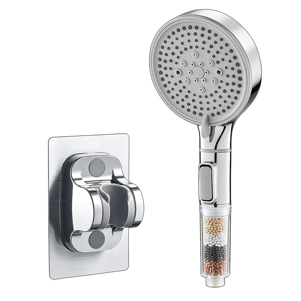 High-Pressure 6-Setting Handheld Shower Set - Silver