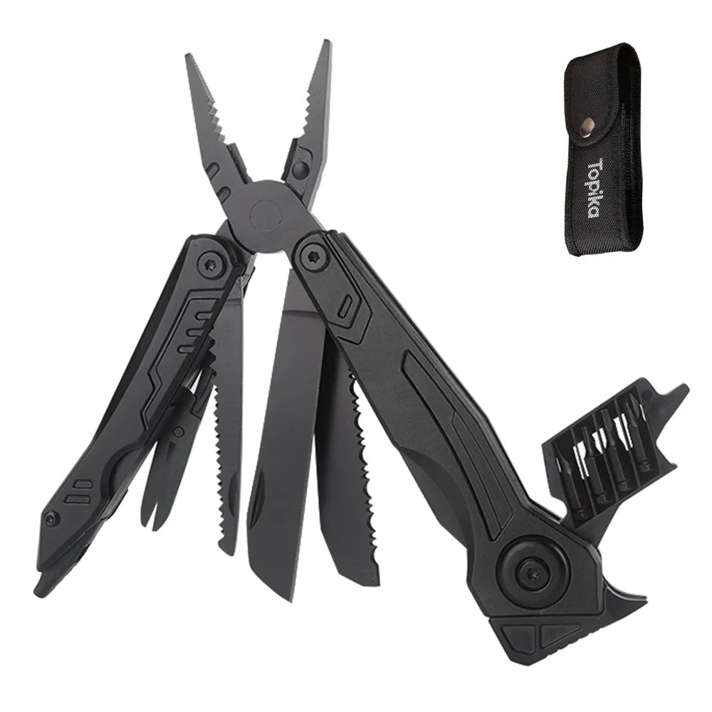 Topika Multitool Folding Pliers 12-in-1 with Knife, Saw & Screwdriver Bits