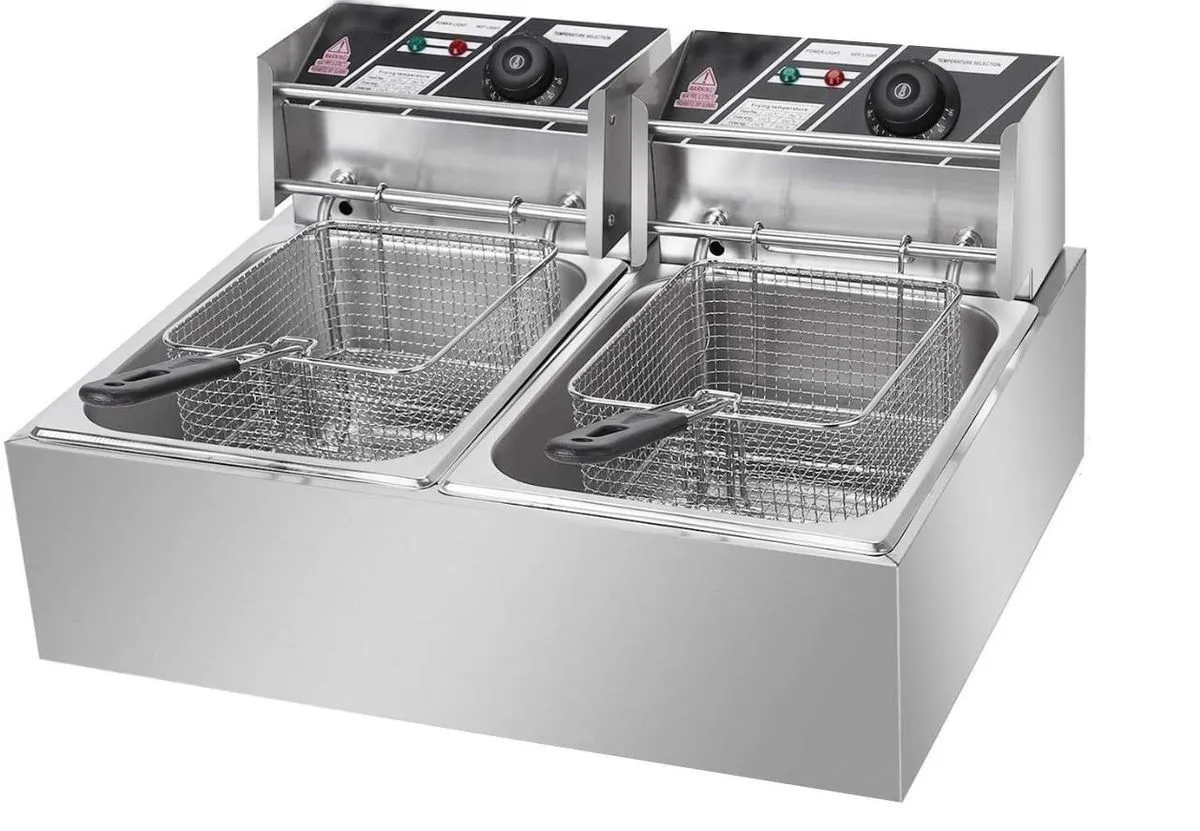 Heavy-Duty Stainless Steel 6L + 6L Double Tank Electric Deep Fryer