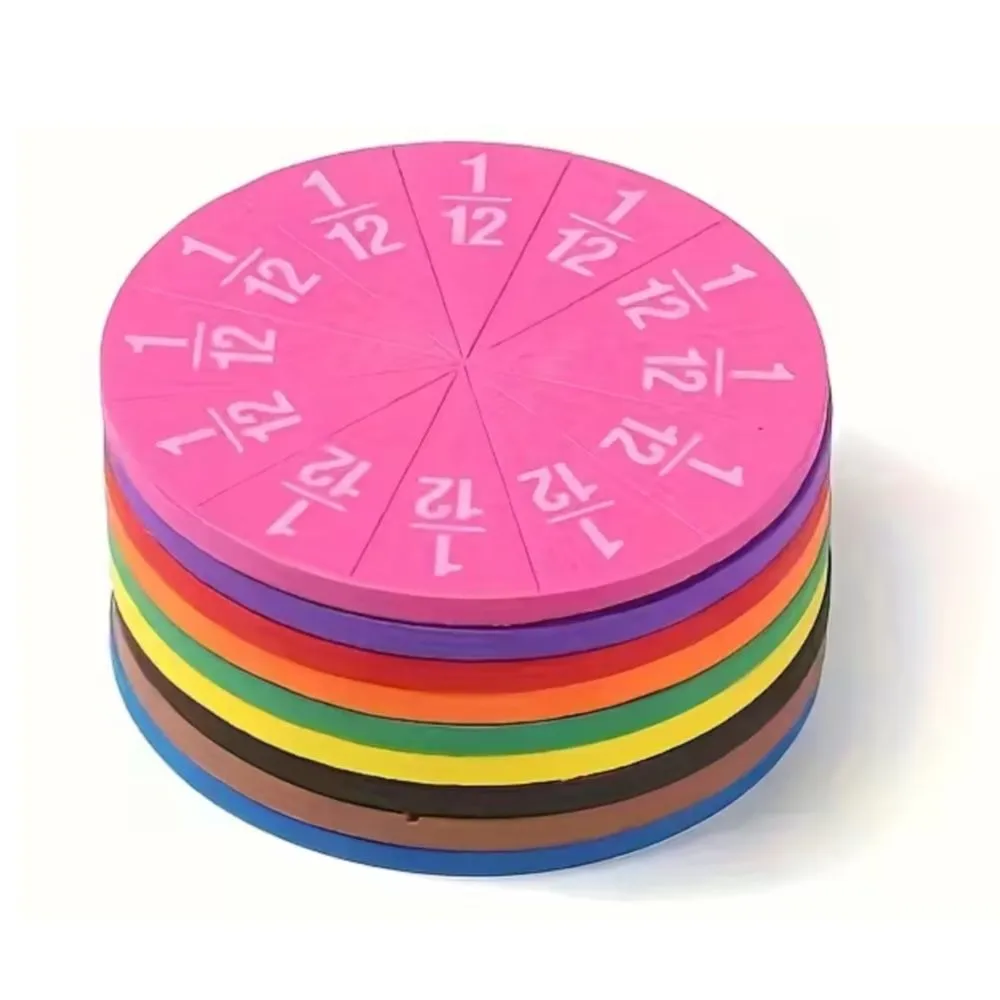 Toy Education Foam Fraction Circles Math Elementary School Teacher Aid -9cm