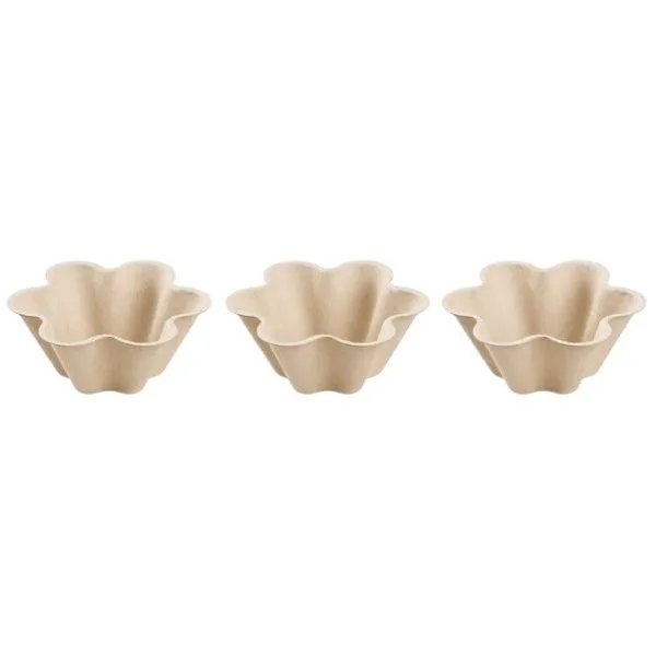 3 Pack - Disposable Flower Shape Food Containers For Desserts - Beige