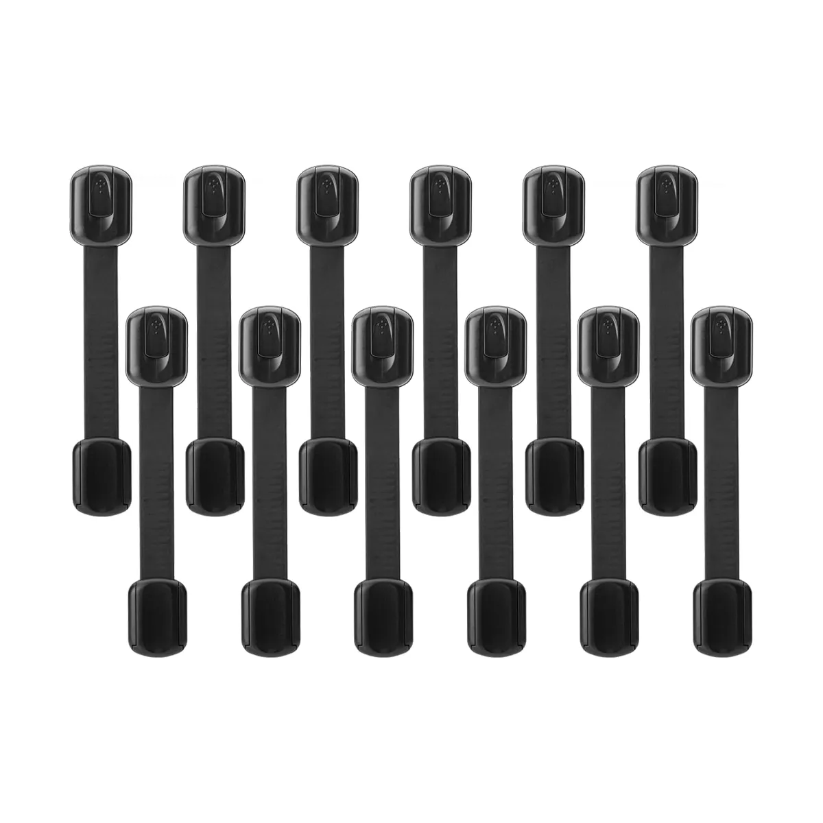 12 Pack Child Safety Cabinet Locks Baby Proofing Latches - Black