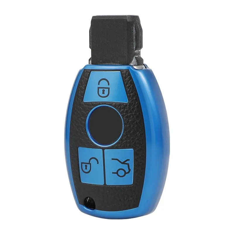 Nexon TPU Leather Key Covers - Mercedes Benz Design 1 - Blue