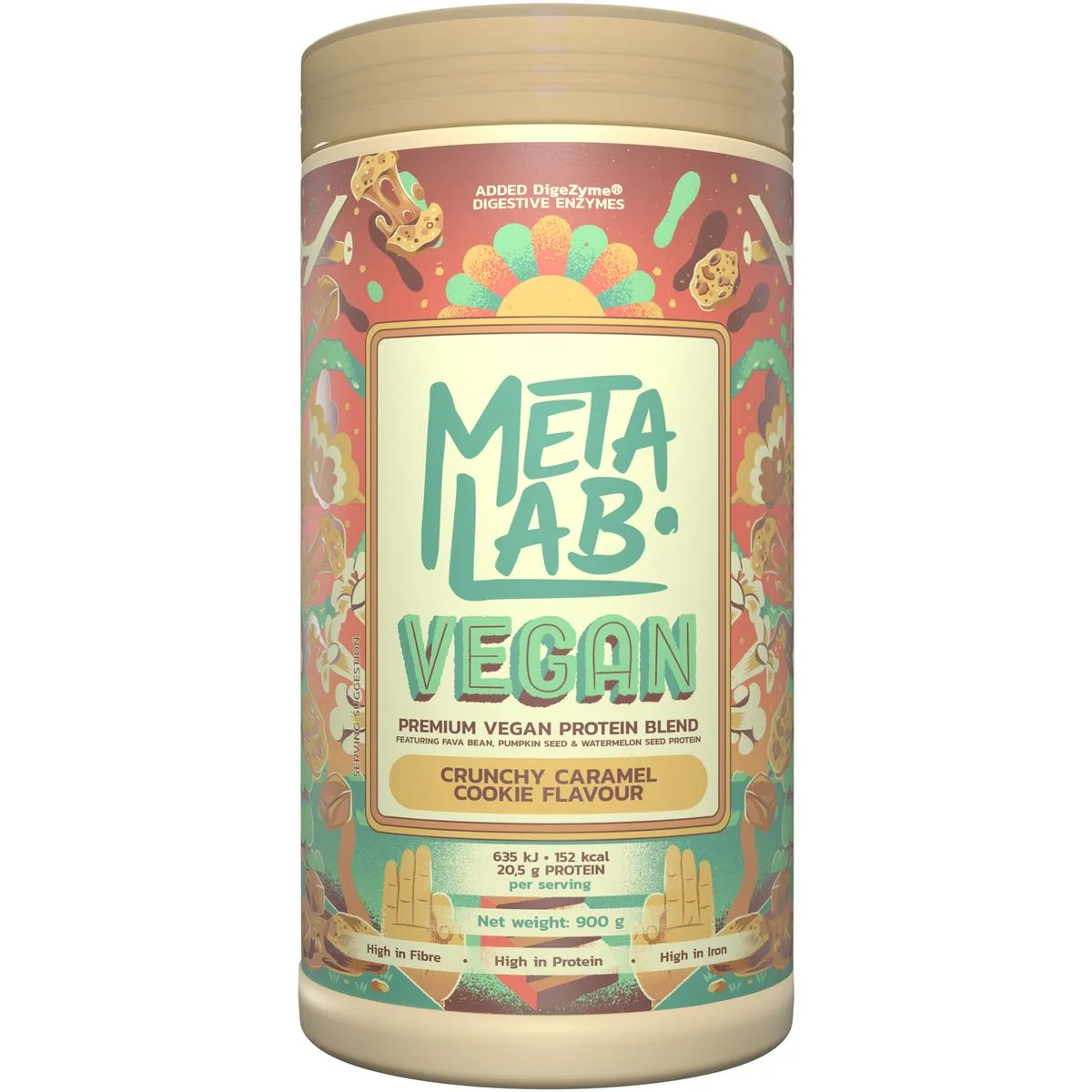 METALAB Vegan Premium Plant Protein Blend (900g) - Crunchy Caramel Cookie