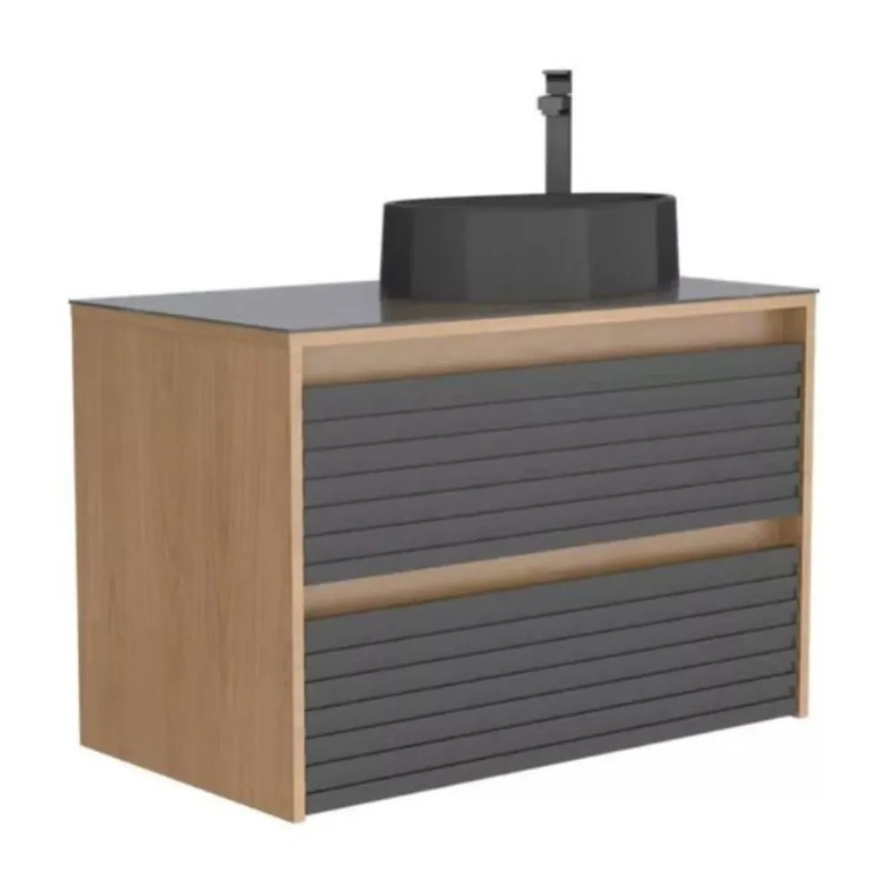 Osaka Wooden Bathroom Vanity With Petra Basin - Black