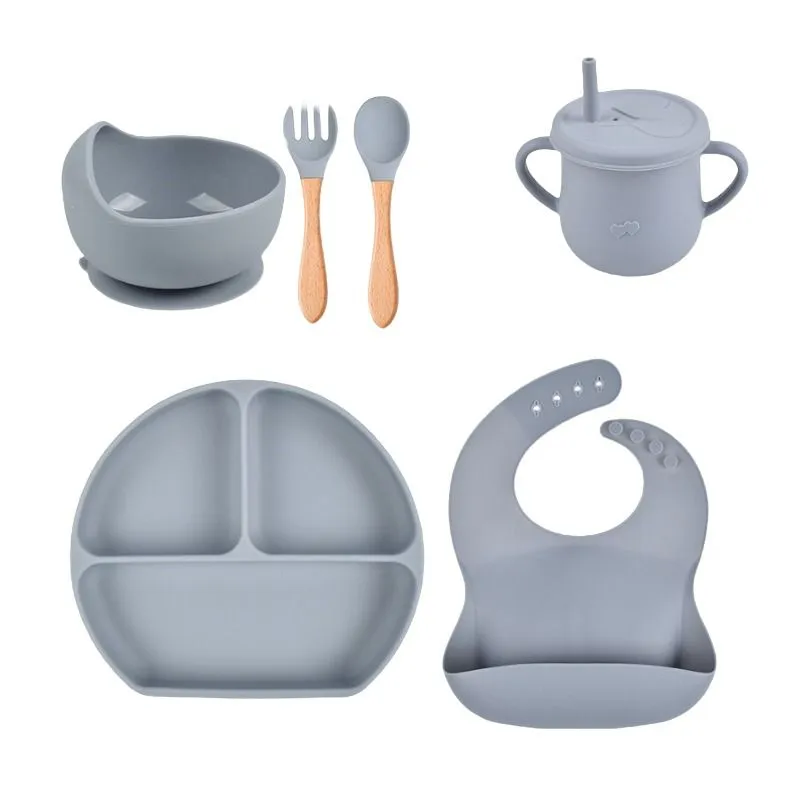 BPA Free Silicone Baby Feeding Set -6pcs - Blue