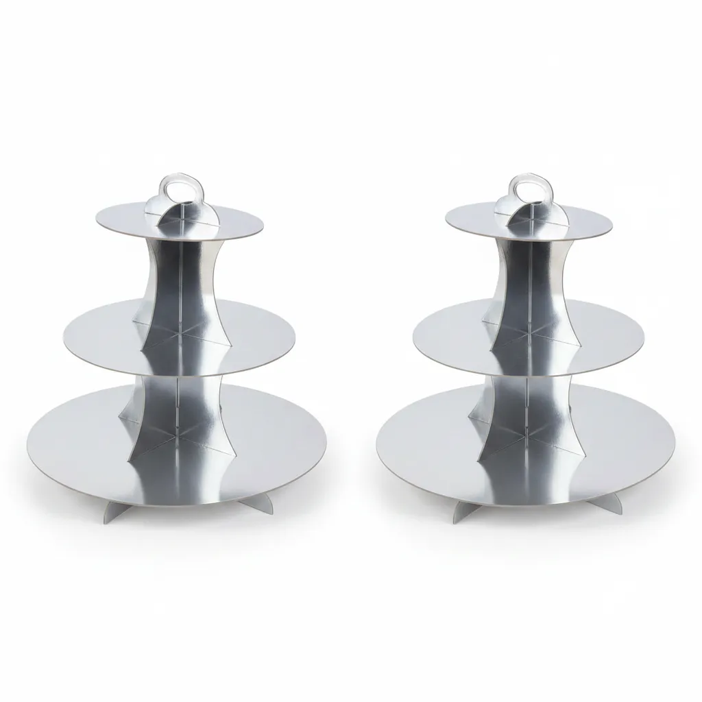 3-Tier Metallic Cake Stand for Desserts and Cupcakes - 2 Pack