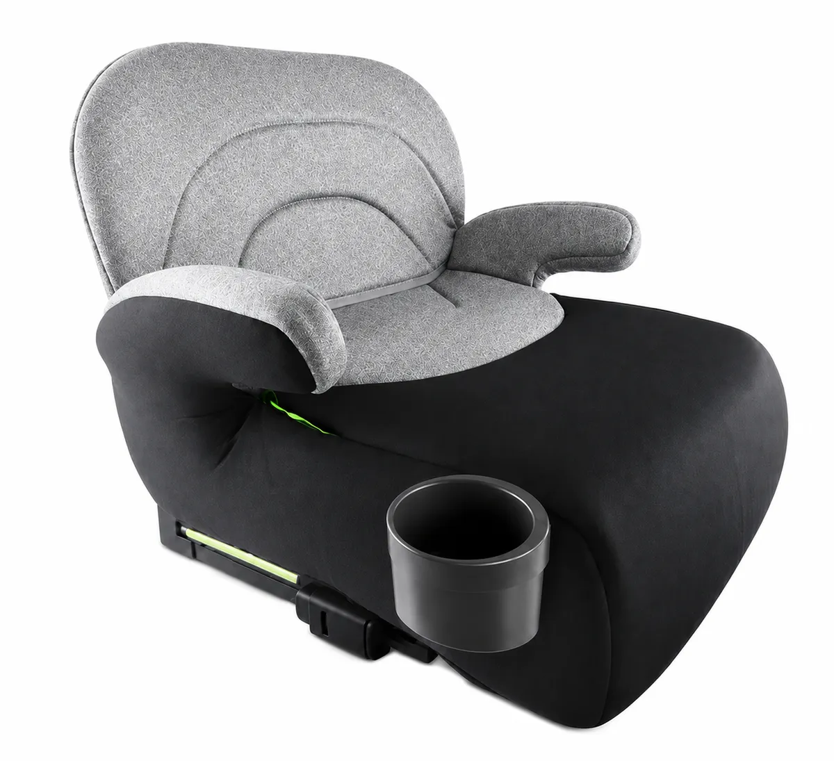 ISOFIX Child Car Booster Seat with Armrests and Cup Holder - Black/Grey