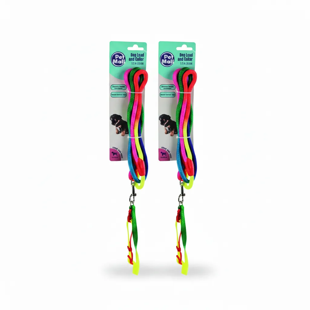 Pet Mall Dog Collar and Lead Rope Set, 1.2m x 6mm for Outdoor - 2 Pack