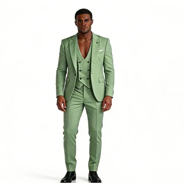 Men's Slim Fit 3-Piece Suit Set Sage Green - Lively