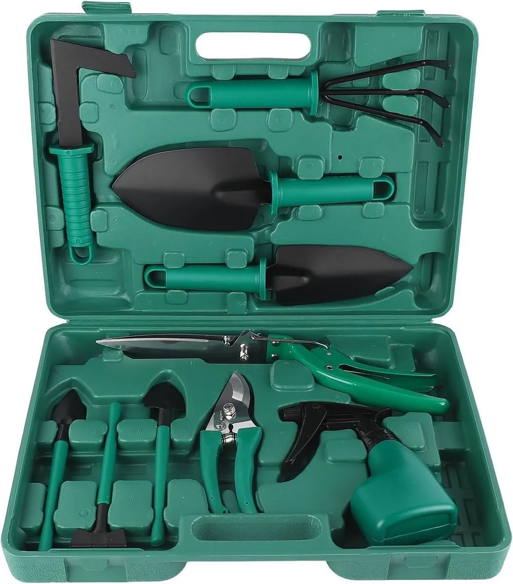 10-Piece Garden Tool Set with Storage Case