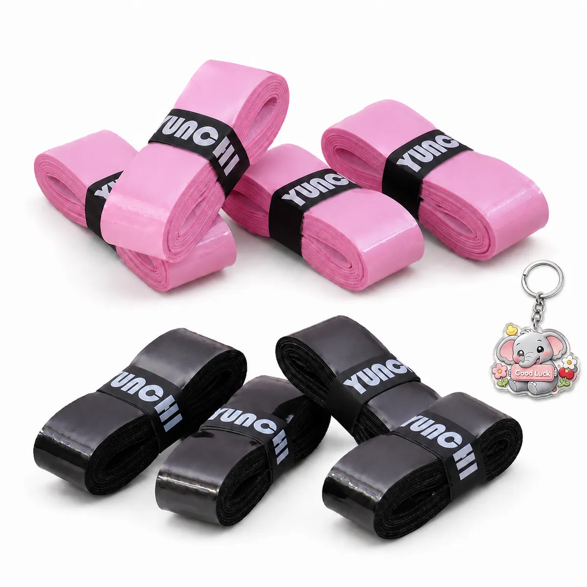 Badminton Overgrip Tape for Tennis & Cricket - Pink/Black 8 Pack