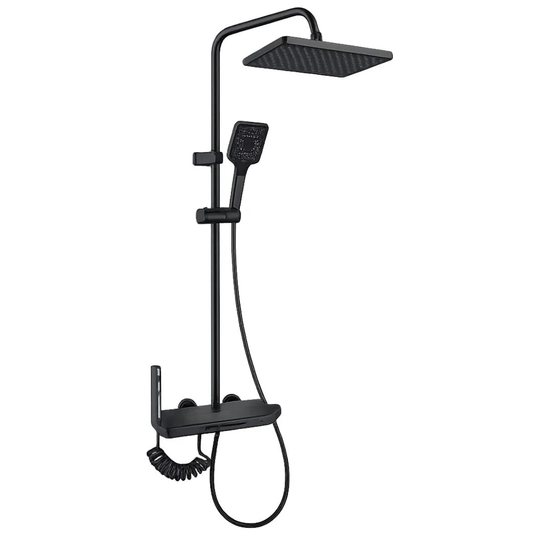 Luxury Matte Black Rainfall Shower Set -Wall Mounted Bathroom Shower System