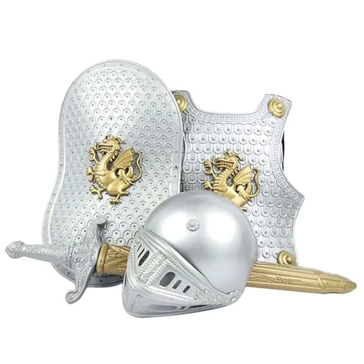 4 Pcs Boy Suit Set Outfits Knight Set Outfit Cosplay Pretend Medieval Dress - Golden dragon