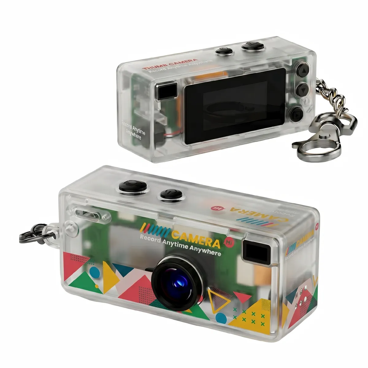 Y2K Retro Digital Camera: Pocket Vlog Thumb Cam with Flash & TFT Screen INS - Transparent