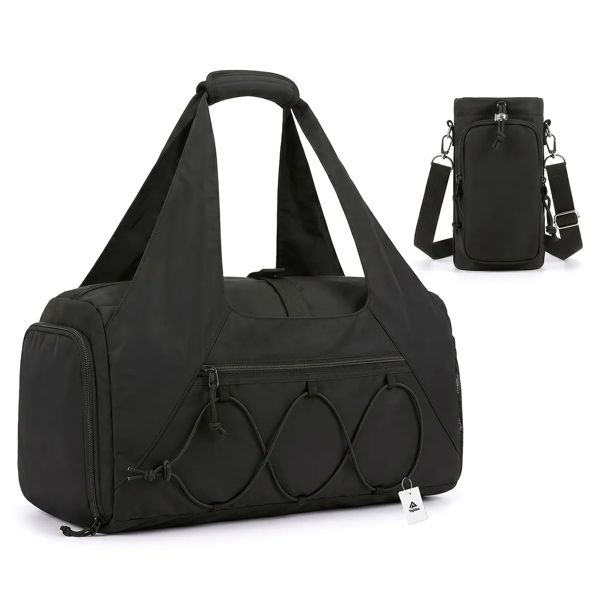 Topika Gym Bag With Shoe Compartment,Water Bottle Pouch,Multiple storage - Black