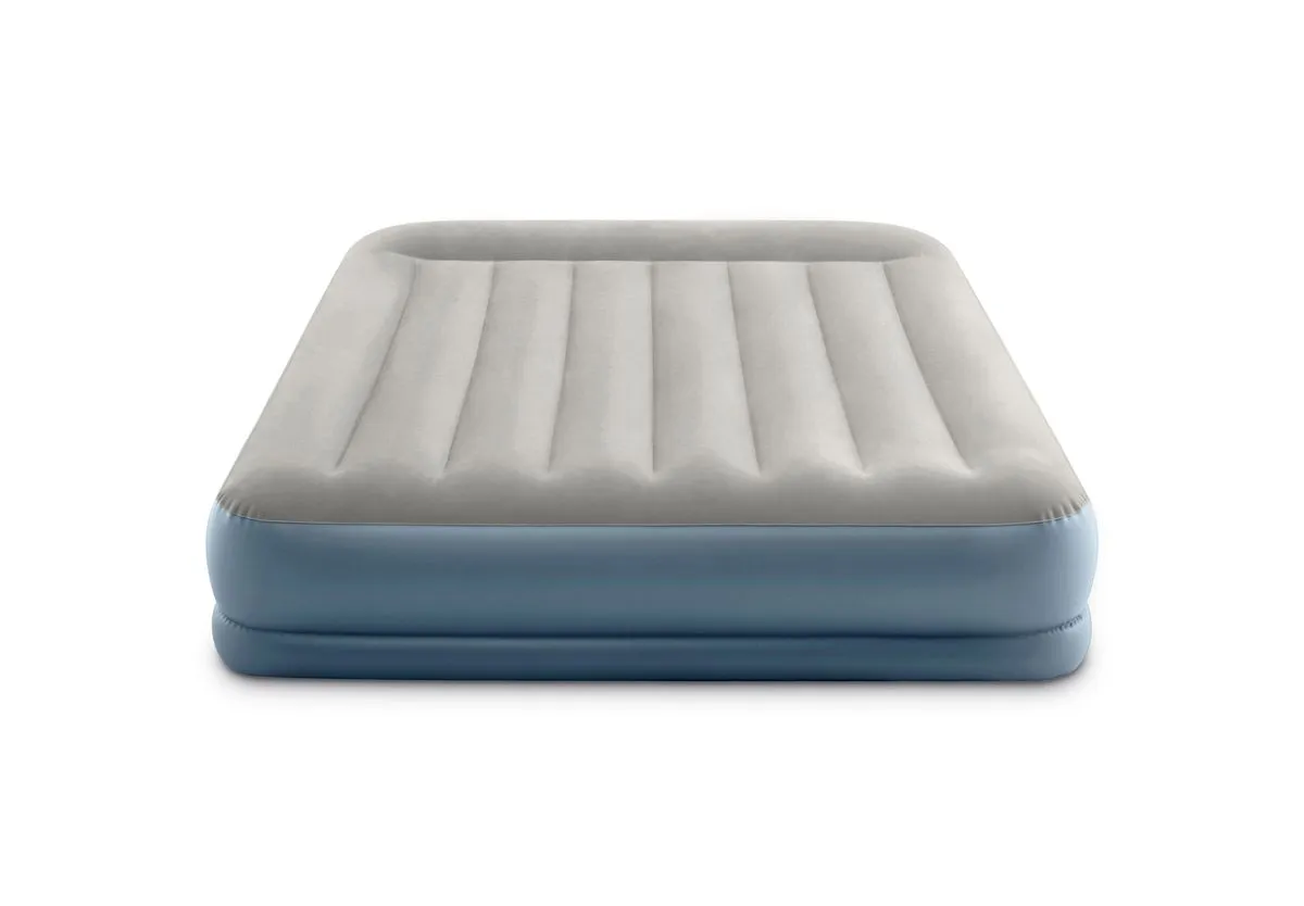 Intex Queen Pillow Rest Mid-Rise Airbed With Fiber-Tech & Built In Pump