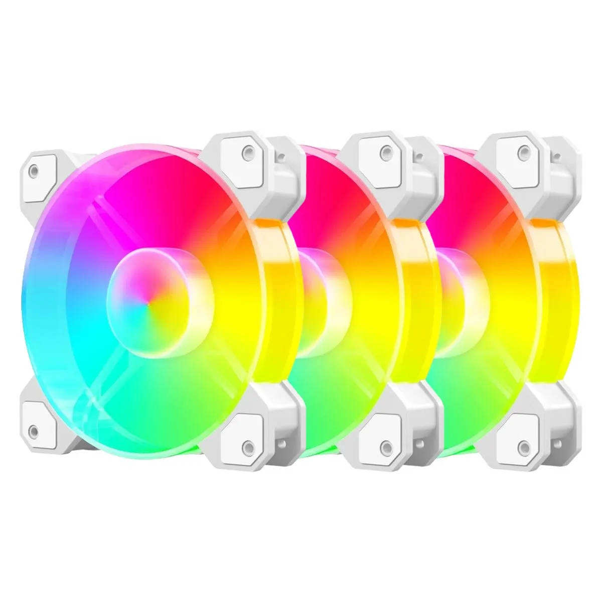 ARGB CPU Air Cooler, 3 Pack 12cm Silent PC Cooling Fan 5V 3-PIN Connector