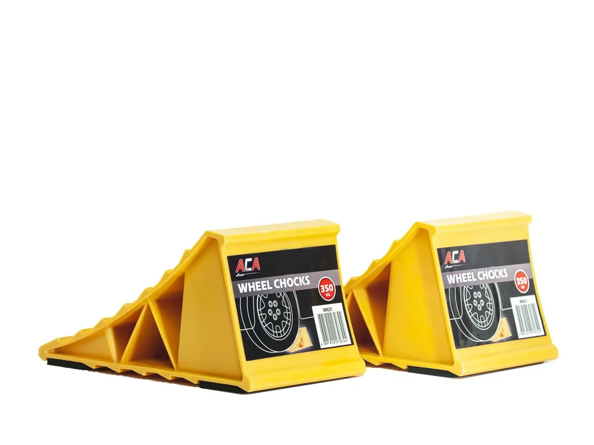 ACA Auto Wheel Chock Pair Heavy Duty Tyre Stop Blocks for Cars & Trailers