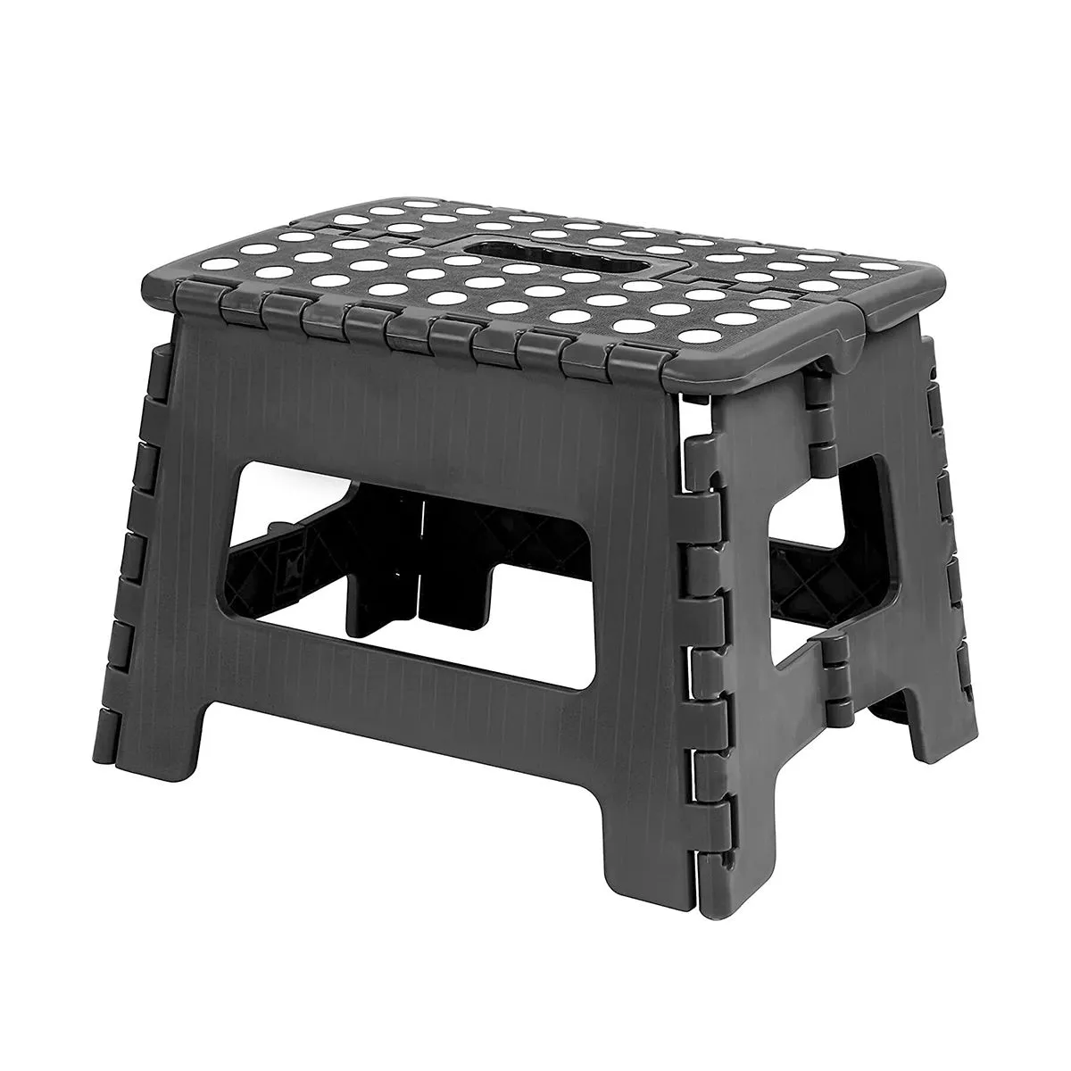 Home Folding Step Stool Lightweight Plastic Foldable Portable Handle Chair - Black