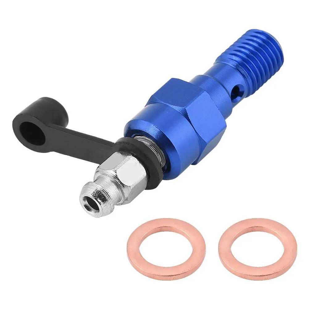 M10x1.0mm Motorcycle Brake Bleed Screw Nipple with Dust Cap Blue