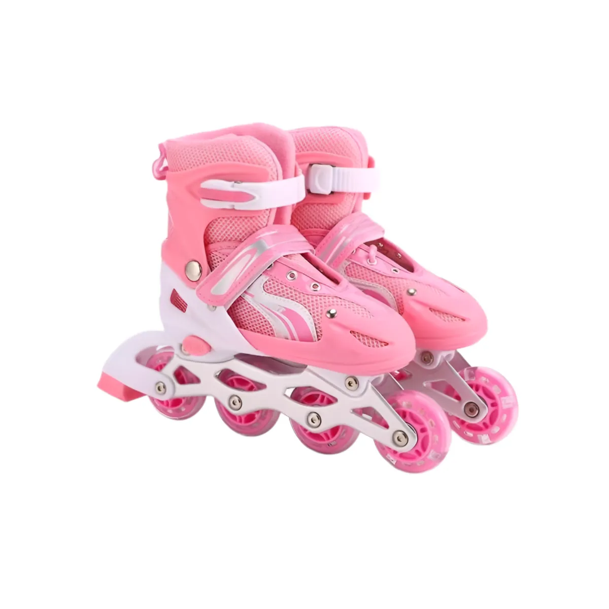 Pair Of Small Kids Roller Skates With Adjustable Shoelaces And Brakes