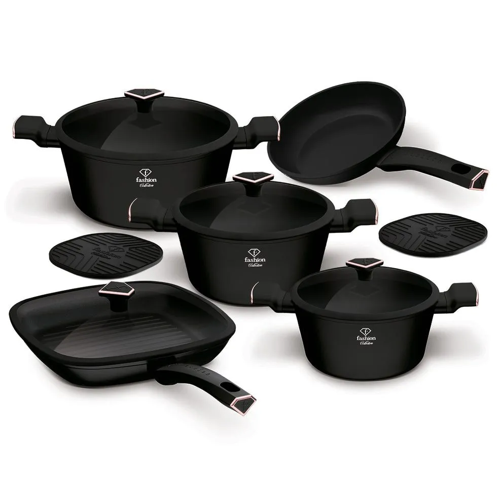 Fashion By Berlinger Haus 11-Piece Titan Pro Non-Stick Cookware Set - Matte Black