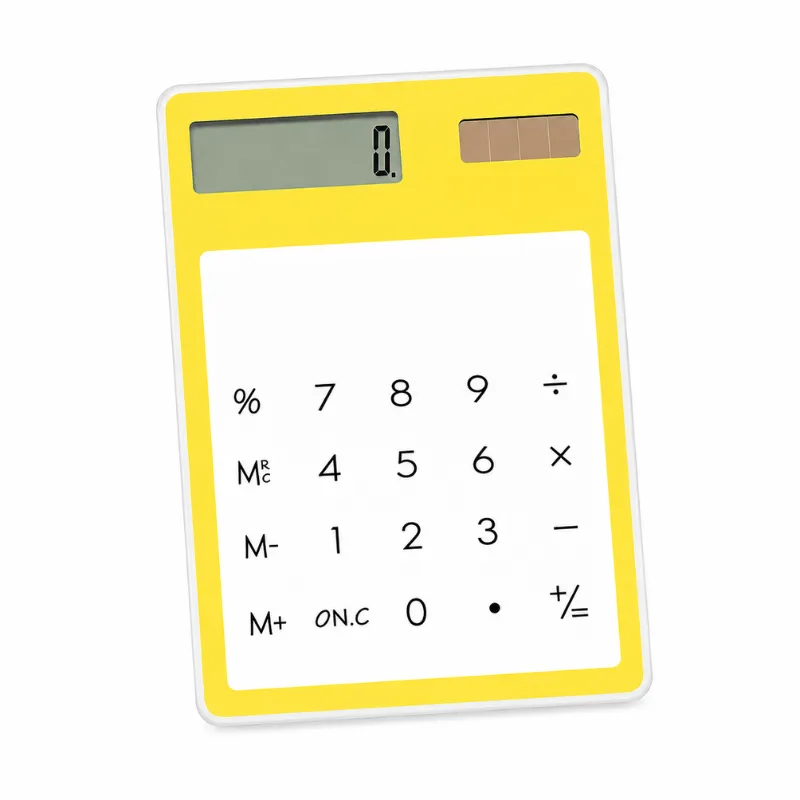 Transparent Touch Calculator-Solar Powered, Silent Slim Design/Yellow