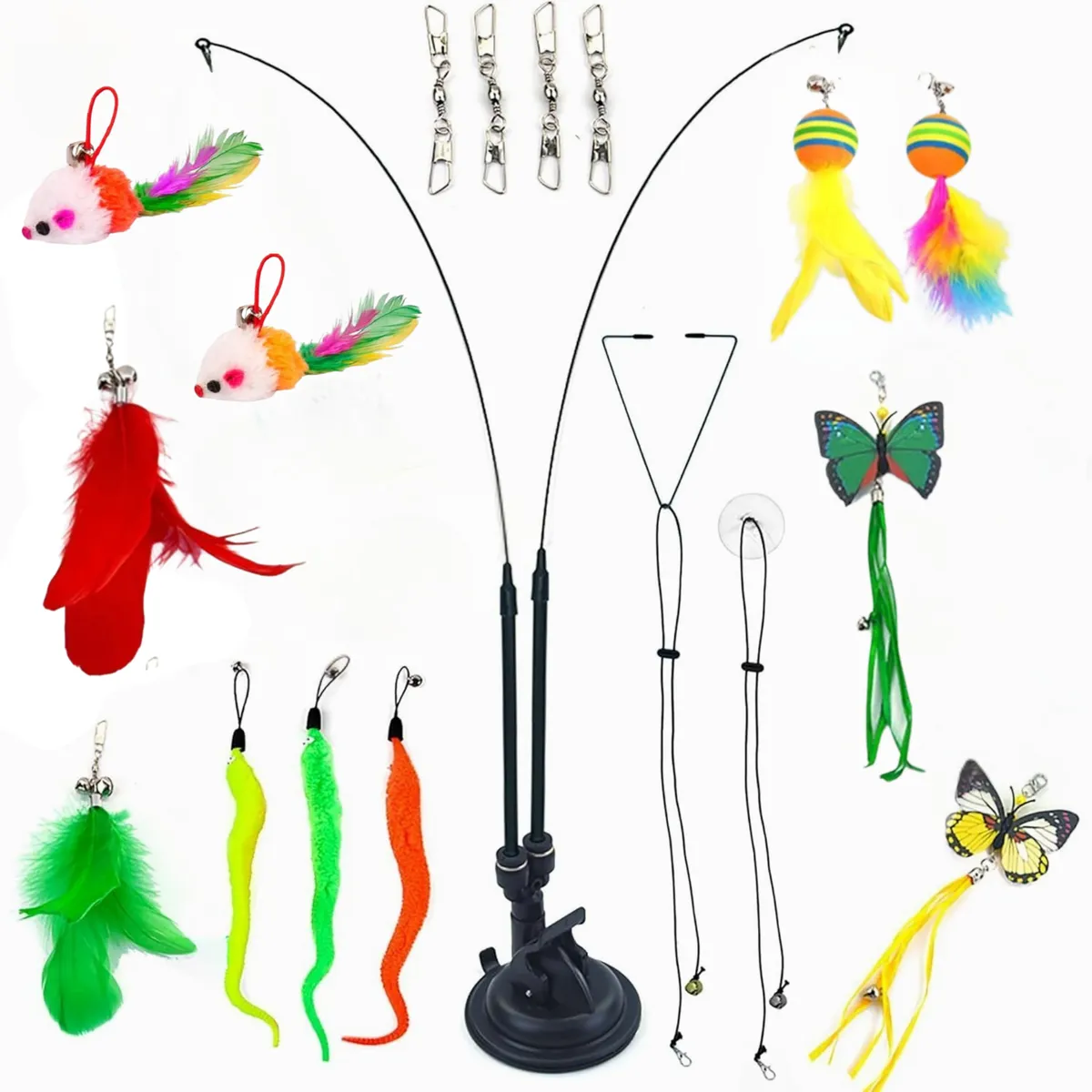 Cat Feather Toys Set, Interactive Toys, Cat Wand Toys, Hanging Cat Toys
