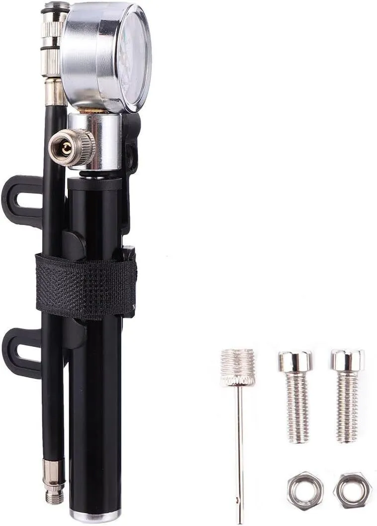 Portable High Pressure Bike Tire Pump Psi Compact Lightweight Inflator