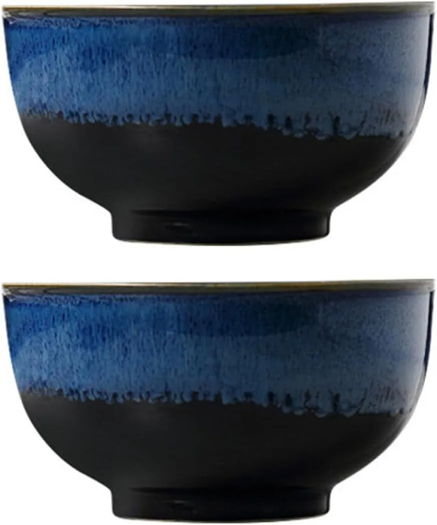 Japanese Style Ceramic Bowls Blue-toned Glaze Rice Noodles