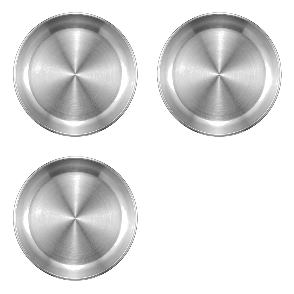 3 Pack - 23cm Stainless Steel Food Serving Tray - Silver