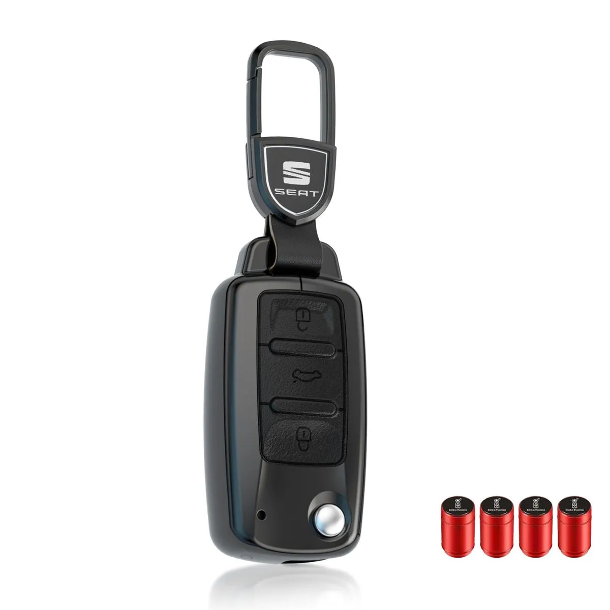 SEAT Metal Key Fob Cover Fits Ibiza Leon Cordoba-SEAT Car Key Accessories - GUNMETAL-A