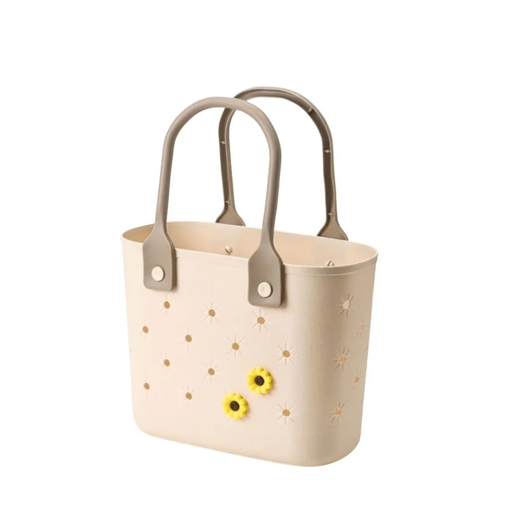 Lightweight Sunflower Cut-Out Tote Bag for Picnic and Travel With Handle - Beige 