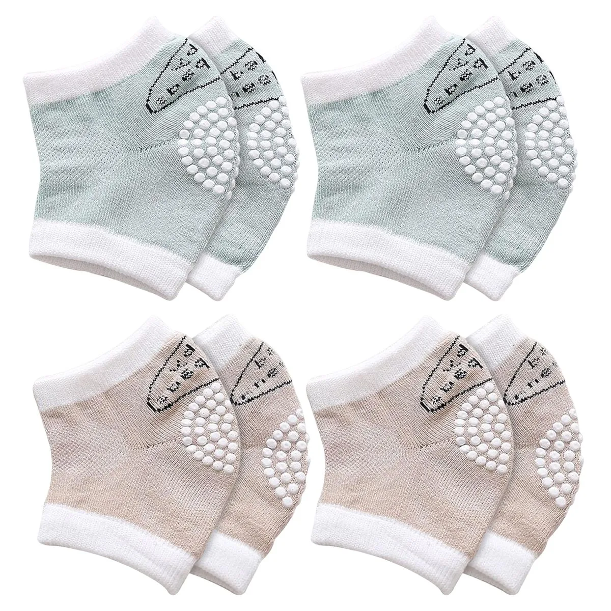 4 Pairs of Baby Knee Pads for Crawling Anti-Slip & Soft Cotton Protection