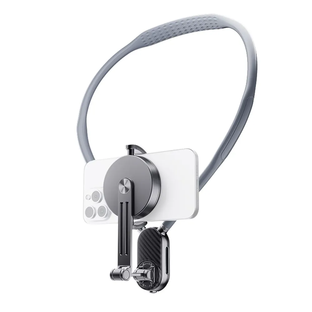 Magnetic neck phone holder