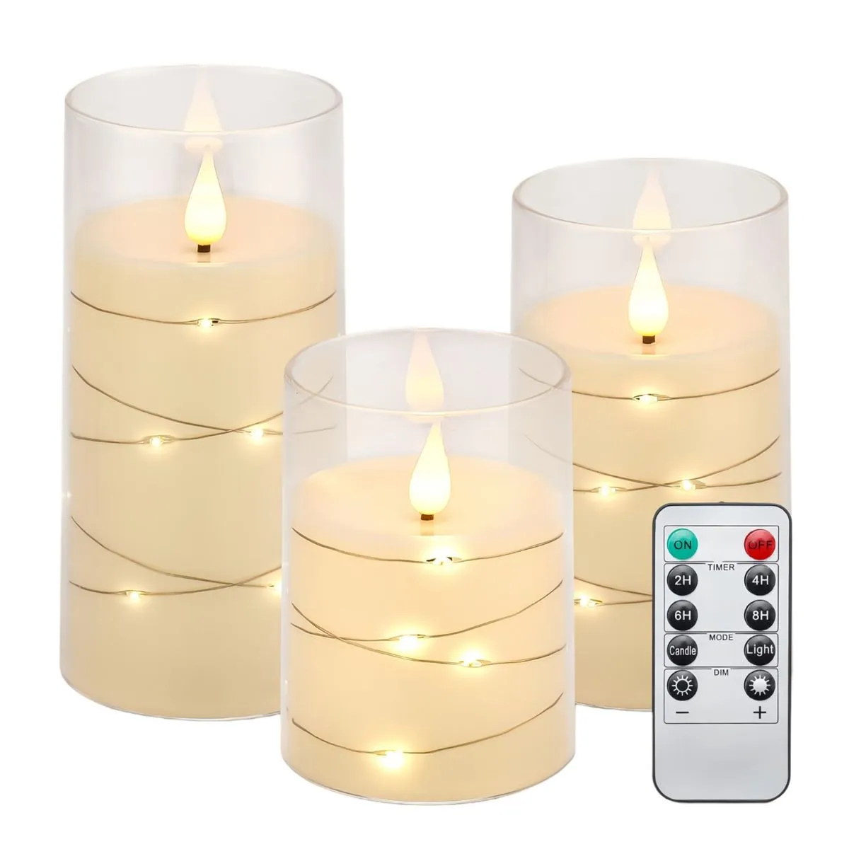 3 Packs Flickering Flameless Candles LED Candles,Remote Timer