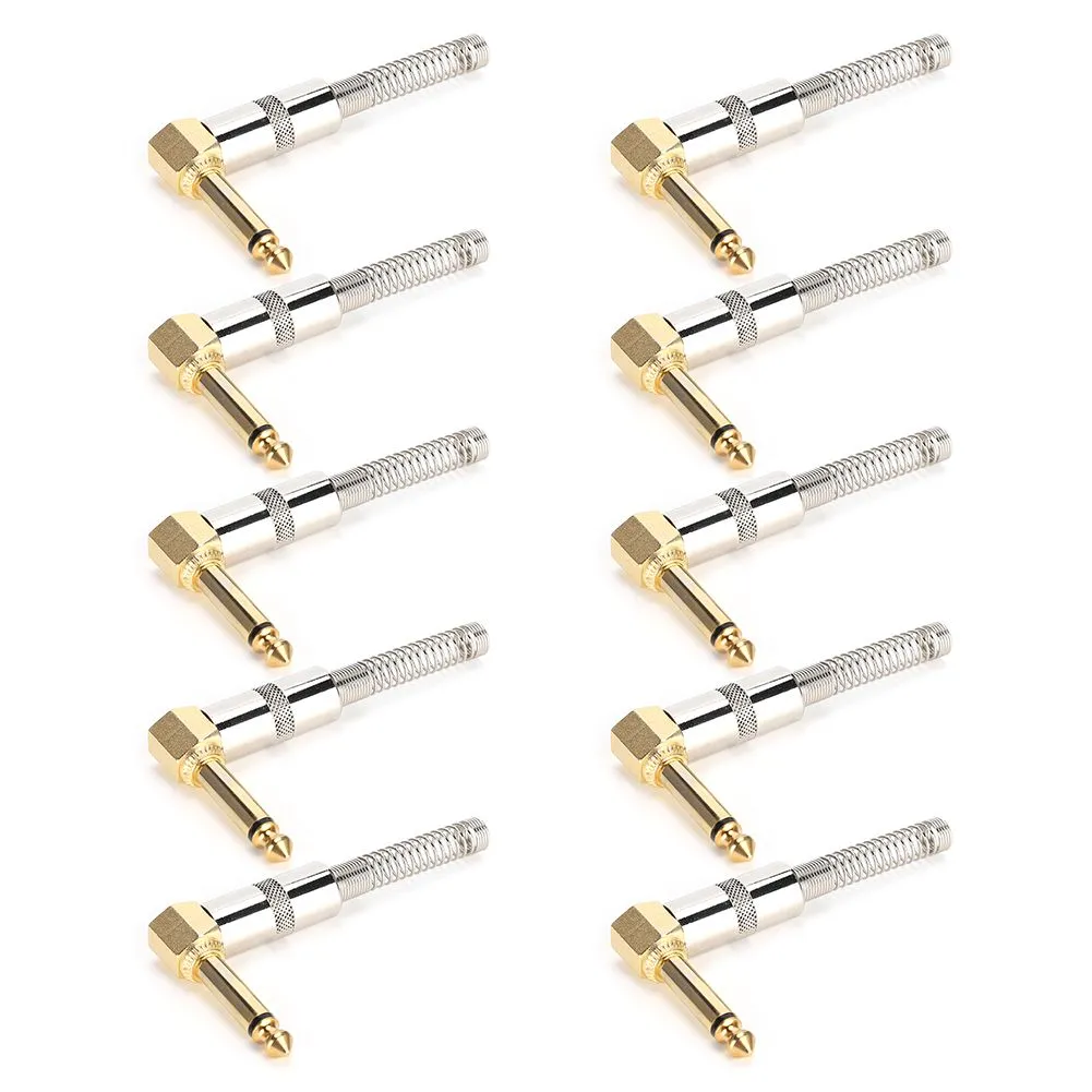 6.35mm Right Angle Guitar Cable, Gold Plated Mono Plug DIY