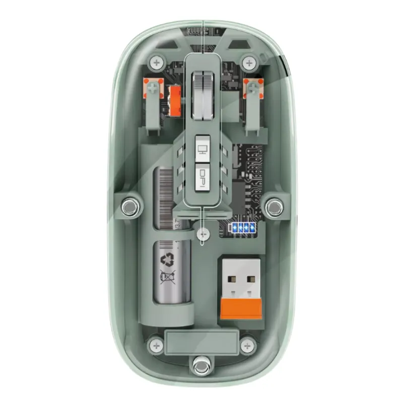 Wireless Bluetooth M233 Transparent Magnetic Mouse Triple Mode 2.4G - Green