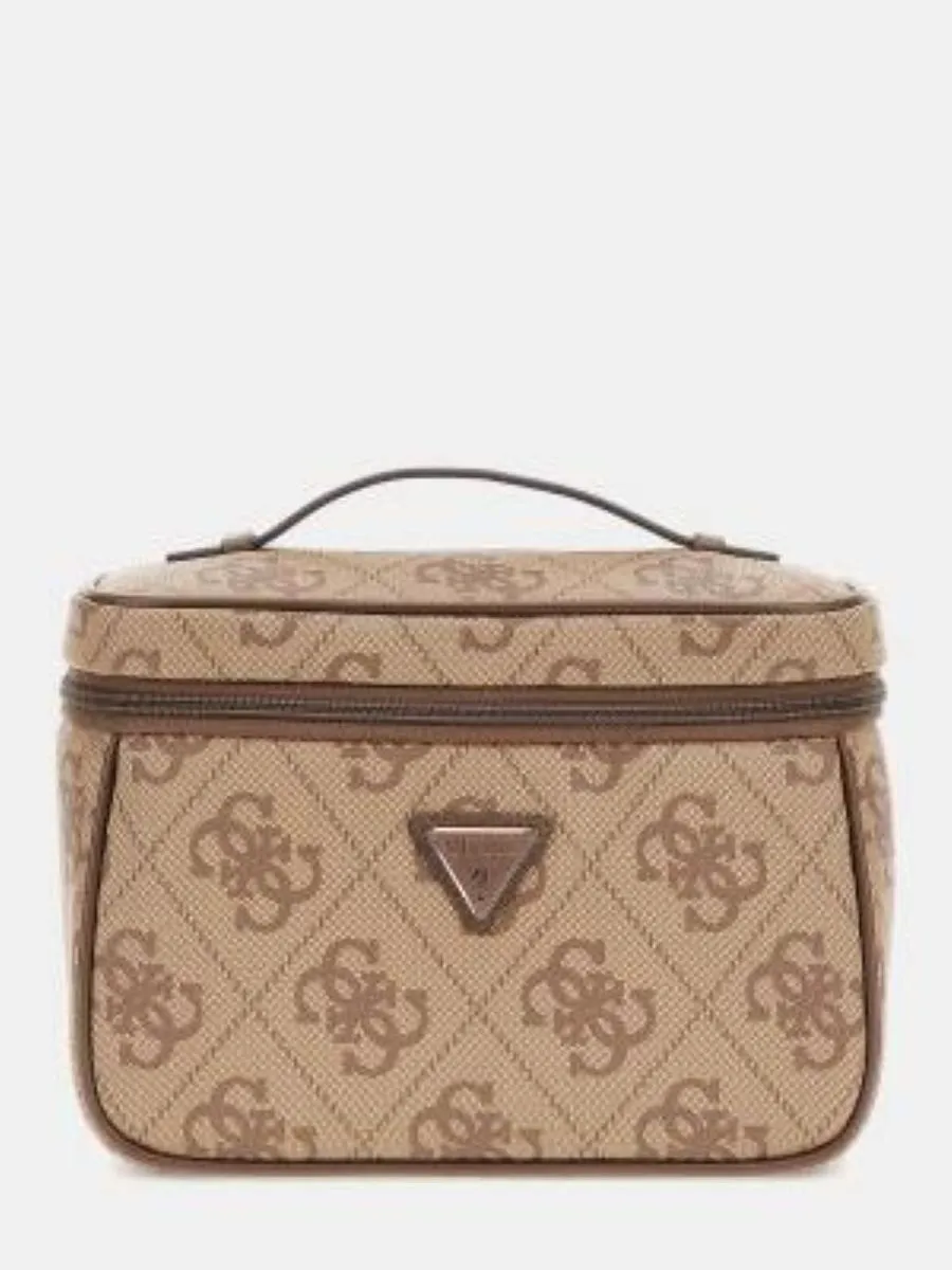 Guess Berta Toiletry Train Case - latte logo/brown