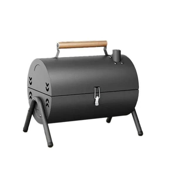 Outdoor Camping Mini Portable Folding Double Sided Barbecue Grill - Black